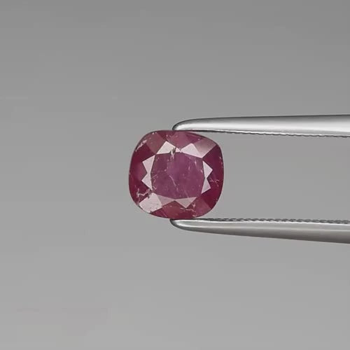 Natural Unheated African Ruby – 1.44 Ct Cushion Cut