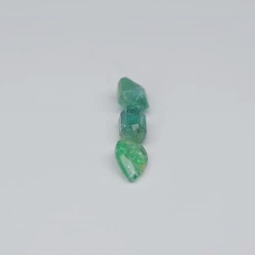 0.92 ct Natural Green Emerald Lot of 3 (Pear & Octagon) 3.8 x 3.8 to 5.0 x 3.8 mm – Ethiopia