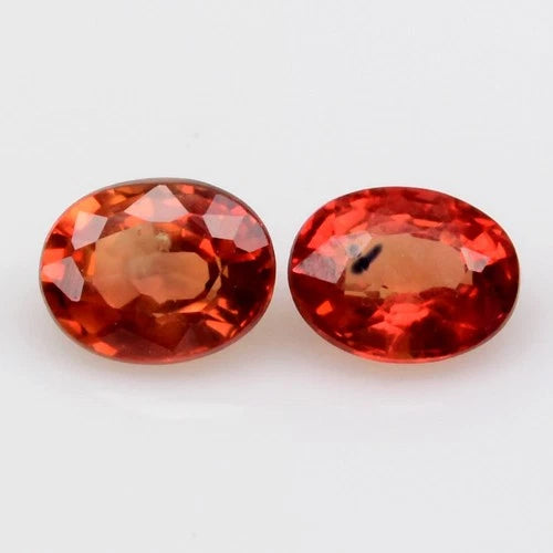 0.51 ct Natural Orange Sapphire Pair Oval (4.0 x 3.0 & 4.0 x 3.2 mm) – Songea, Tanzania